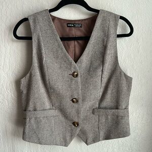 Womans Shein Brown wool and silk blend button vest size L